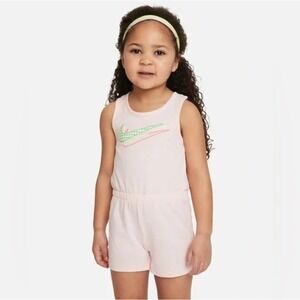 Nike Romper Girls 4 Pink Center Swoosh Criss-Cross Back Sporty Summer Play